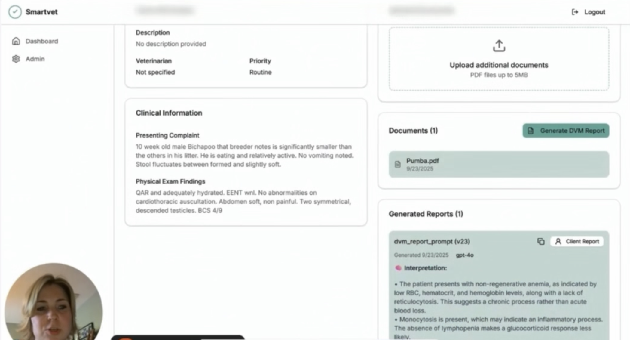 SmartVet landing page and diagnostic report translation views 2
